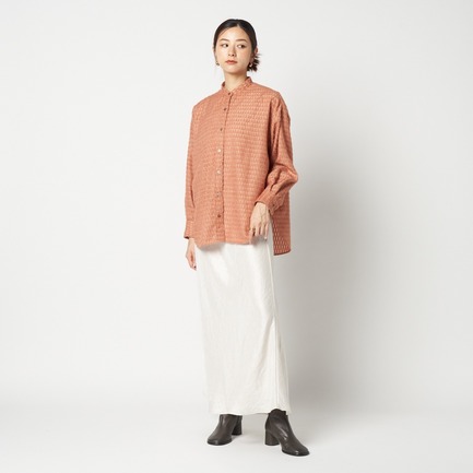 CUT JACQUARD BAND COLLAR SHIRT 詳細画像 キャメル 9