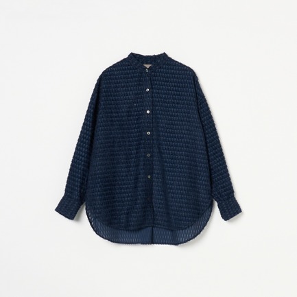 CUT JACQUARD BAND COLLAR SHIRT
