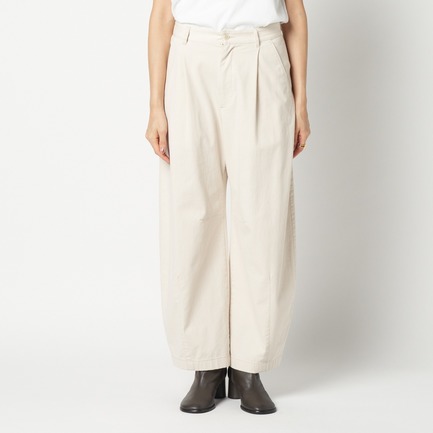 COTTON TWILL CURVY TUCK PANTS 詳細画像 アイボリー 1