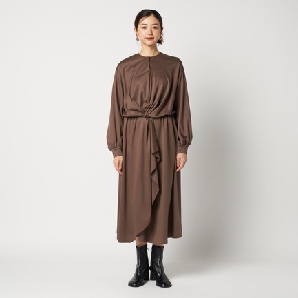 DOUBLE JERSEY RUFFLE DRESS 詳細画像 ダークブラウン 7