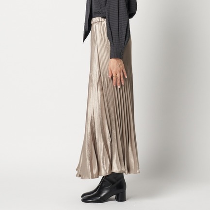 SHINY TWILL PLEATED SKIRT 詳細画像 ダークブラウン 2