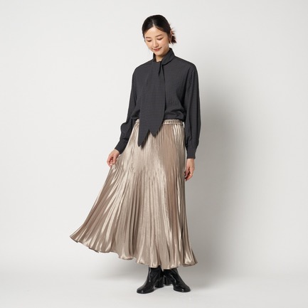 SHINY TWILL PLEATED SKIRT 詳細画像 ダークブラウン 6