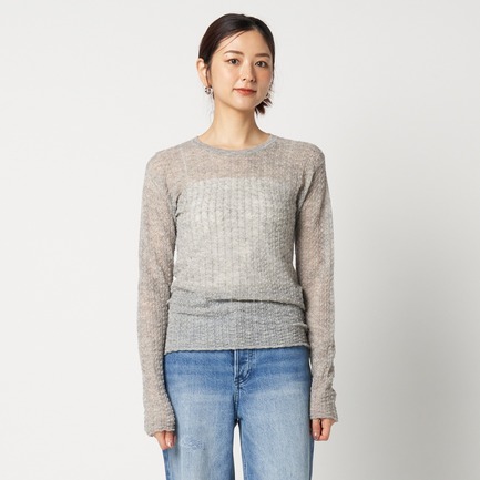 POINTAIL LONG SLEEVE KNIT TEE 詳細画像 ライトグレー 1