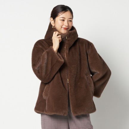 MINK FAUX FUR HOODIE BLOUSON 詳細画像 ダークブラウン 10