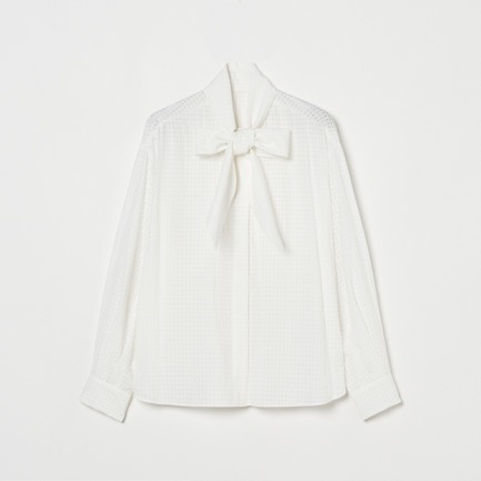 SHEER CHECK BOWTIE BLOUSE