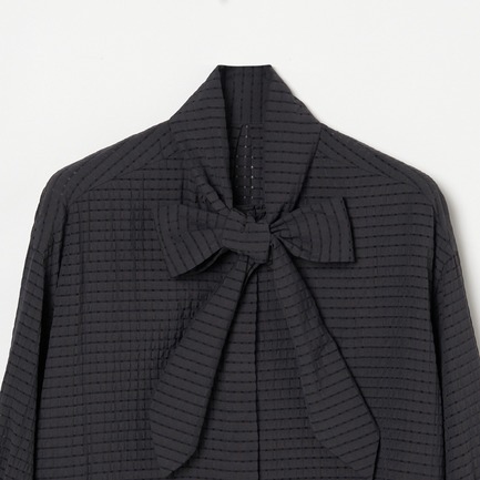 SHEER CHECK BOWTIE BLOUSE 詳細画像 ブラック 2
