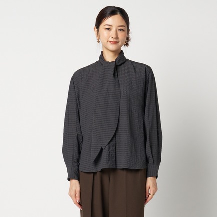 SHEER CHECK BOWTIE BLOUSE 詳細画像 ブラック 5