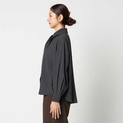 SHEER CHECK BOWTIE BLOUSE 詳細画像 ブラック 6