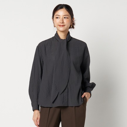 SHEER CHECK BOWTIE BLOUSE 詳細画像 ブラック 8