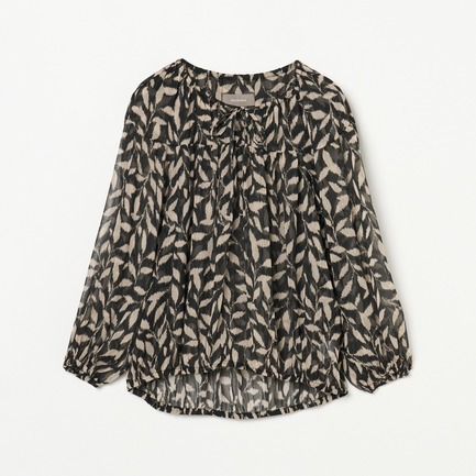 DEVEAUX PRINT GATHERED BLOUSE