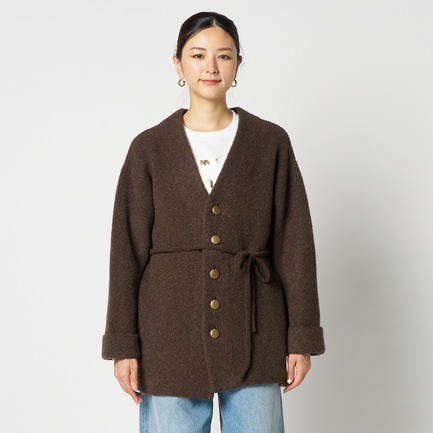 HERRINGBONE KNIT JACKET 詳細画像 ダークブラウン 6