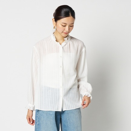 RACE FRILL COLLAR BLOUSE 詳細画像 ホワイト 4