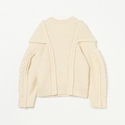 ARAN HAND KNIT SLIT GUSSET CREW NECK 詳細画像 ホワイト 1