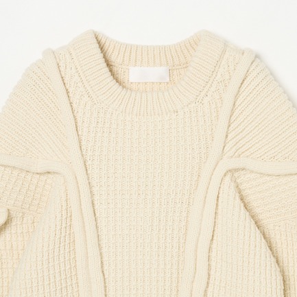 ARAN HAND KNIT SLIT GUSSET CREW NECK 詳細画像 ホワイト 2
