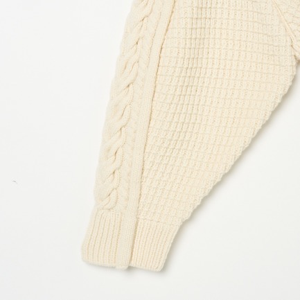 ARAN HAND KNIT SLIT GUSSET CREW NECK 詳細画像 ホワイト 3