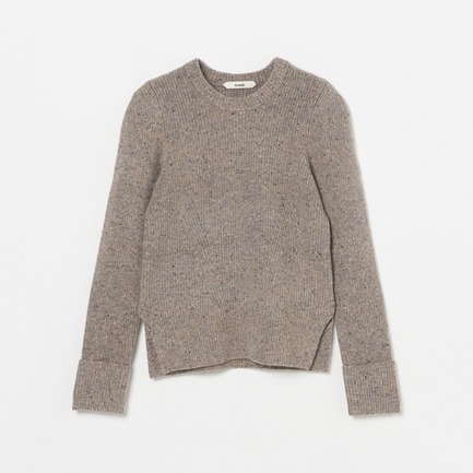 COLOUR NEP RIB CREW NECK KNIT