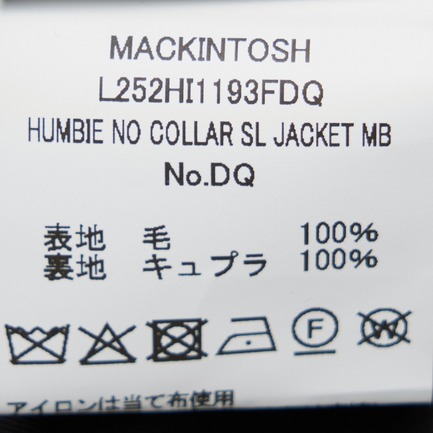 HUMBIE NO COLLAR SL JACKET MB 詳細画像 ブラック 8