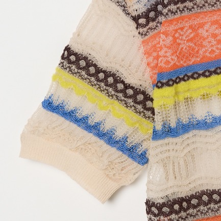 JACQUARD LACE SHORT SLEEVE 詳細画像 ベージュ 3
