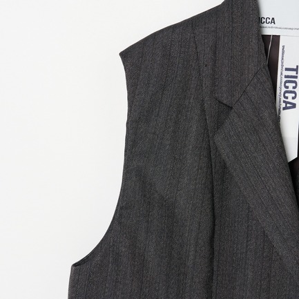 WOOL HERRINGBONE VEST 詳細画像 ミディアムグレー 3