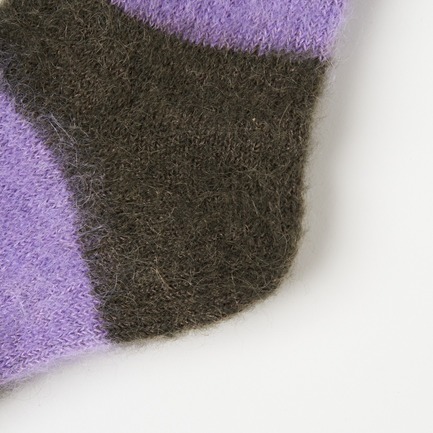 MOHAIR BORDER SOCKS 24 詳細画像 カーキ 3