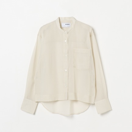 Sheer cotton band collar shirt