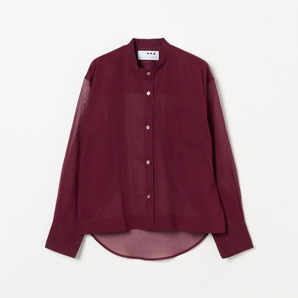 Sheer cotton band collar shirt