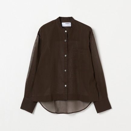 Sheer cotton band collar shirt