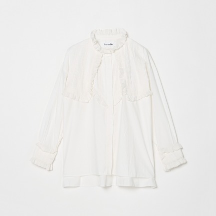 COTTON PINTUCK LACE BLOUSE