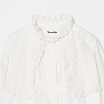 COTTON PINTUCK LACE BLOUSE 詳細画像 ホワイト 2
