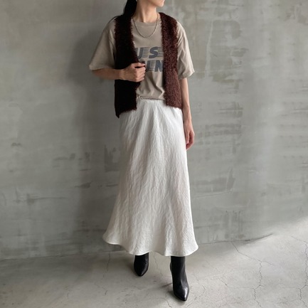 SATIN MAXI FLARE SKIRT 詳細画像 アイボリー 11