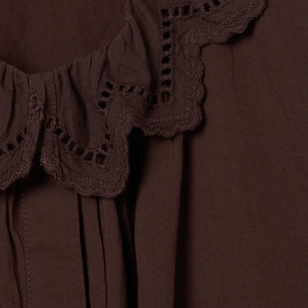SCALLOP EMBROIDERY FRILLS BLOUSE 詳細画像 ダークブラウン 5