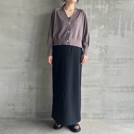 Washable cotton silk cropped cardigan  詳細画像 チャコールグレー 1