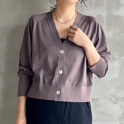 Washable cotton silk cropped cardigan  詳細画像 チャコールグレー 4