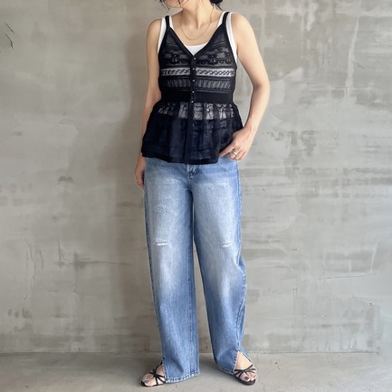 LACE CAMI CARDIGAN 詳細画像 ブラック 1