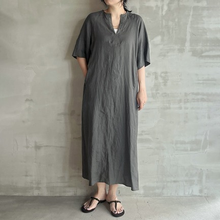 LINEN FLARE SLEEVE DRESS 詳細画像 カーキ 6