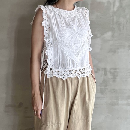 COTTON BATTEN LACE RIBBON TOP 詳細画像 ホワイト 13