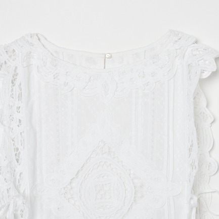 COTTON BATTEN LACE RIBBON TOP 詳細画像 ホワイト 3