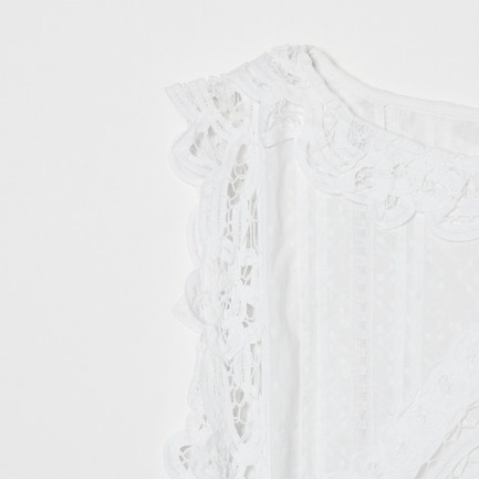 COTTON BATTEN LACE RIBBON TOP 詳細画像 ホワイト 4