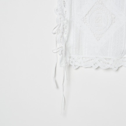 COTTON BATTEN LACE RIBBON TOP 詳細画像 ホワイト 5