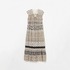 LUREX BORDER PRINT NOSLEEVE DRESS 詳細画像