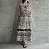 LUREX BORDER PRINT NOSLEEVE DRESS 詳細画像