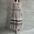 LUREX BORDER PRINT NOSLEEVE DRESS 詳細画像