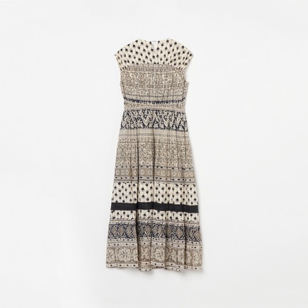 LUREX BORDER PRINT NOSLEEVE DRESS 詳細画像 ブラック 1