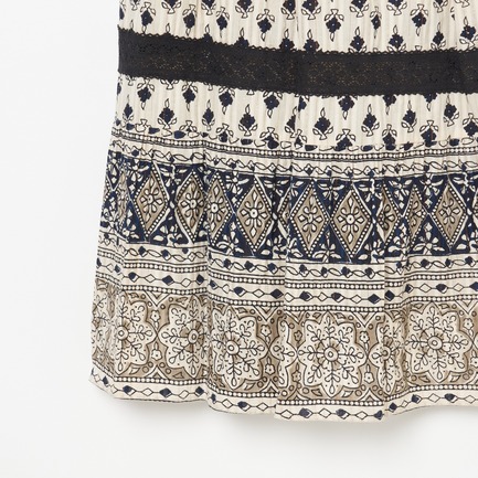 LUREX BORDER PRINT NOSLEEVE DRESS 詳細画像 ブラック 4