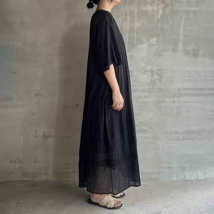 COTTON VOILE LACE PINTUCK DRESS 詳細画像 ブラック 7