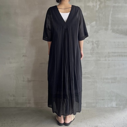 COTTON VOILE LACE PINTUCK DRESS 詳細画像 ブラック 8