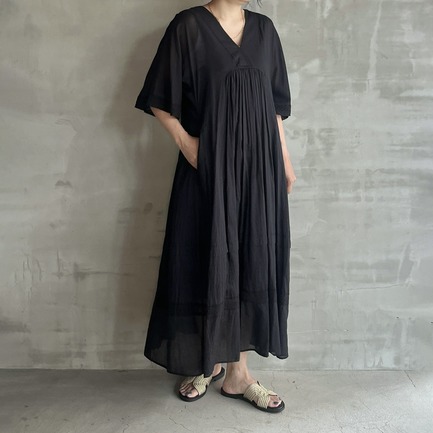 COTTON VOILE LACE PINTUCK DRESS 詳細画像 ブラック 9