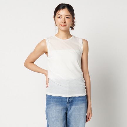 SHEER COTTON SLEEVELESS TEE 詳細画像 ホワイト 4