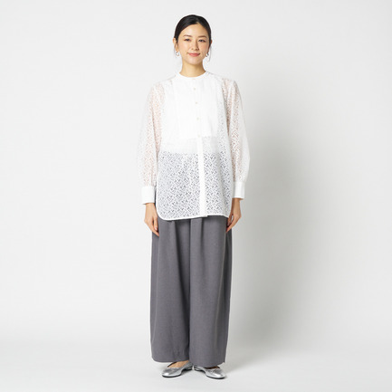 LACE COLLARLESS SHIRT 詳細画像 ホワイト 10