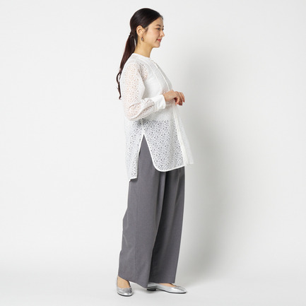 LACE COLLARLESS SHIRT 詳細画像 ホワイト 12